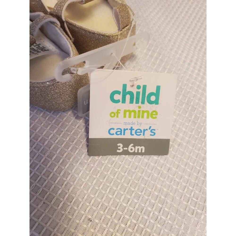 Child Of Mine Gold Glitter Infant Shoes 3-6 Months NEW